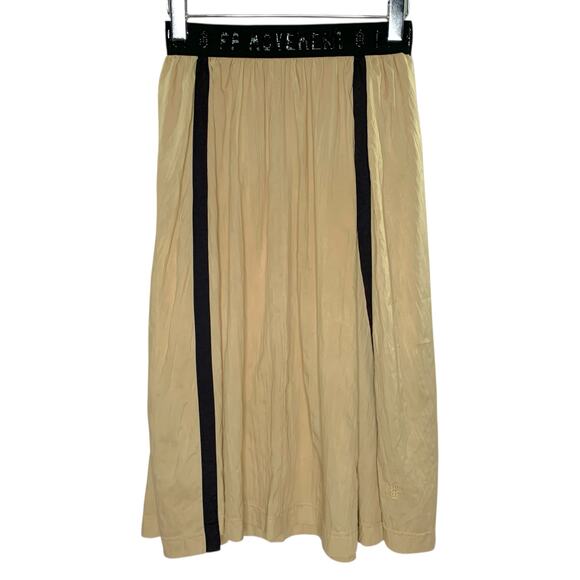 Free People Movement S Pleated Leisure Skirt Midi Sand Slit Sides Boho Hippie - Picture 2 of 10